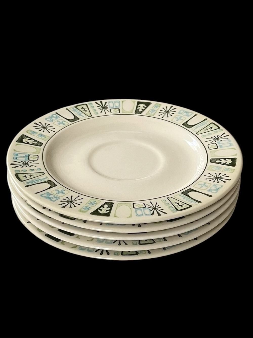 Five Taylor Smith Taylor Taylorstone CATHAY Saucers Midcentury MCM Atomic Design